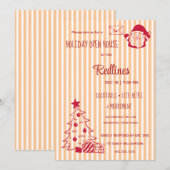 Peach Oranje Plaid Holiday Open House Invitation Kaart (Voorkant / Achterkant)