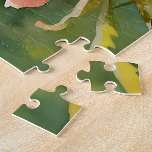 Peach Oranje Roos Garden Art Puzzel Legpuzzel (Zijkant)