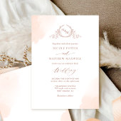 Peach Oranje Waterverf Stains Monogram Weddenschap Kaart