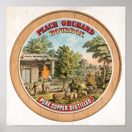 Peach Orchard Bourbon Still  Label Poster (Voorkant)