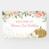 Peach Our Little Pumpkin Birthday Large Banner (Horizontaal)