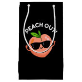 Peach out Funny Fruit Pun Dark BG Klein Cadeauzakje (Voorkant)