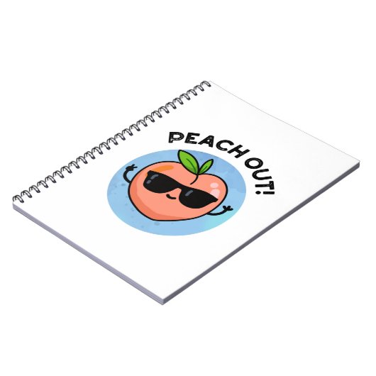 Peach out Funny Fruit Pun Notitieboek (Linkerzijde)