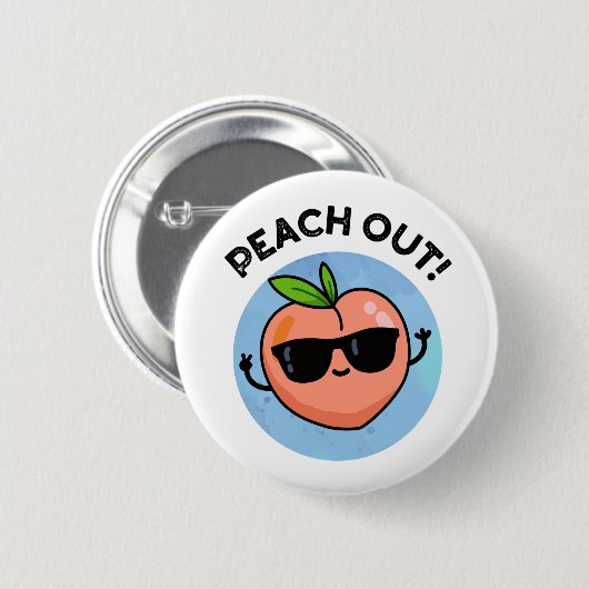 Peach out Funny Fruit Pun Ronde Button 5,7 Cm (Voorkant /achterkant)