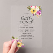 Peach Paars Blush Womans Birthday Party Brunch Acryl Uitnodigingen (Insitu (Draagbaar))