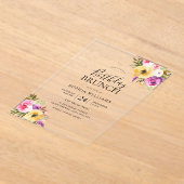 Peach Paars Blush Womans Birthday Party Brunch Acryl Uitnodigingen (Laagn)