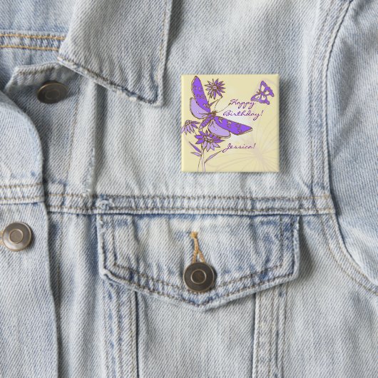 Peach Paars Butterfly Button (In situ)