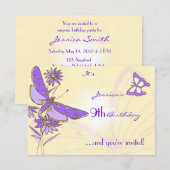 Peach Paars Butterfly RSVP-kaart Kaart (Voorkant / Achterkant)