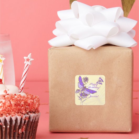 Peach Paars Butterfly Sticker (Feest)