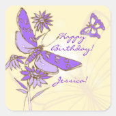 Peach Paars Butterfly Sticker (Voorkant)