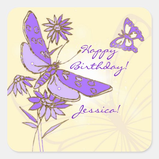 Peach Paars Butterfly Sticker (Voorkant)