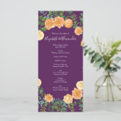 Peach Paars Wedding Floral Rozen Menu (Staand voorkant)