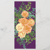 Peach Paars Wedding Floral Rozen Menu (Achterkant)