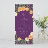 Peach Paars Wedding Floral Rozen Menu (Staand voorkant)