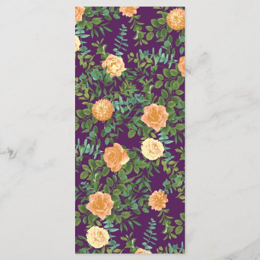 Peach Paars Wedding Floral Rozen Menu (Achterkant)