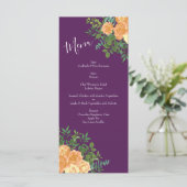 Peach Paars Wedding Floral Rozen Menu (Staand voorkant)