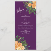Peach Paars Wedding Floral Rozen Menu (Voorkant)