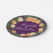 Peach Paars Wedding Floral Rozen Papieren Bordje (Gekanteld)