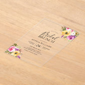 Peach Paarse Blush Vrijgezellenfeest Brunch Acryl Uitnodigingen (Laagn)