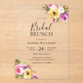 Peach Paarse Blush Vrijgezellenfeest Brunch Acryl Uitnodigingen (Voorkant)