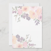 Peach paarse florals moderne huwelijksuitnodiging kaart (Achterkant)
