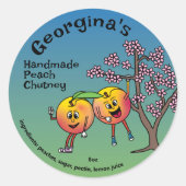 Peach Pals Funny Cartoon Jam Pie en meer Ronde Sticker (Voorkant)