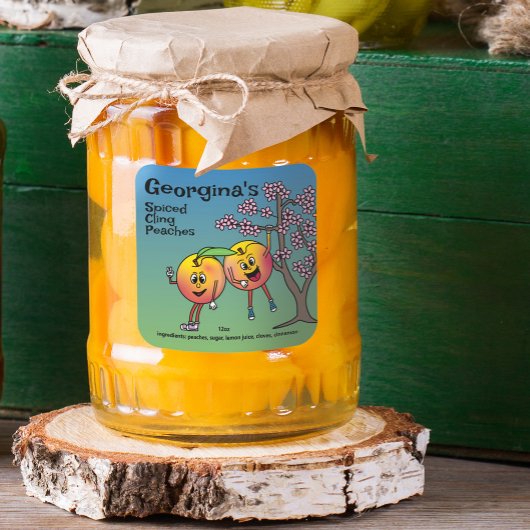 Peach Pals Funny Cartoon Jam Pie en meer Vierkante Sticker