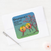 Peach Pals Funny Cartoon Jam Pie en meer Vierkante Sticker (Envelop)