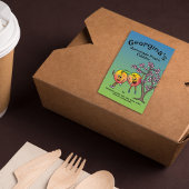 Peach Pals Funny Cartoon Jam Pie en meer Voedselcontainer Etiket