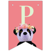 Peach Panda Kids Verjaardagsfeest Bunting Flags Vlaggetjes (Eerste vlag)