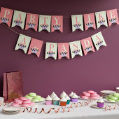 Peach Panda Kids Verjaardagsfeest Bunting Flags Vlaggetjes