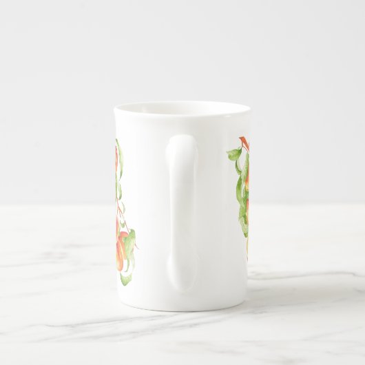 'Peach Paradise' op een Bone China Mok (Achterkant)