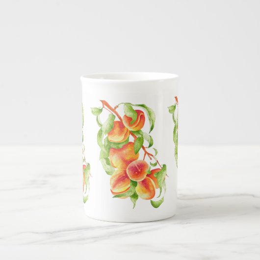 'Peach Paradise' op een Bone China Mok (Voorkant)