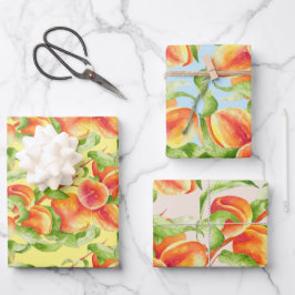Peach Paradise op een wikkelpapier set Inpakpapier Vel