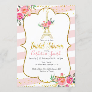 Peach Paris Floral Romantic Vrijgezellenfeest Kaart