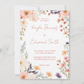 Peach pastel boho wilde bloemen allemaal in één br kaart (Voorkant)