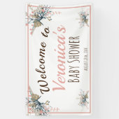 Peach Pastel Botanical Baby shower Welkom Spandoek (Verticaal)
