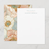 Peach Pastel Floral Persoonlijke briefpapier Notitiekaartje (Voorkant / Achterkant)