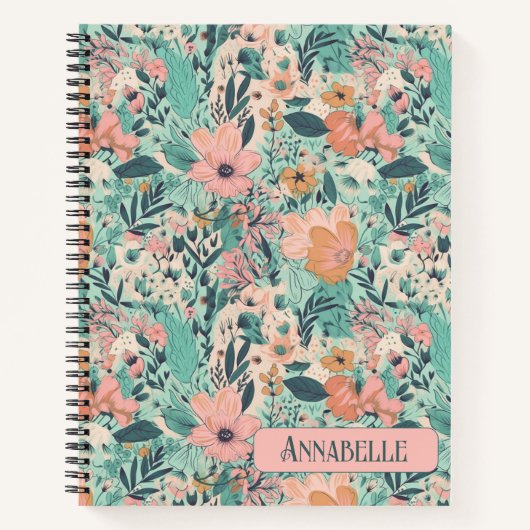 Peach Pastel Garden Floral Notitieboek (Voorkant)