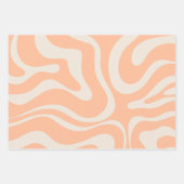 Peach pastel minimalistische check lijn wervelpatr inpakpapier vel (Voorkant 3)