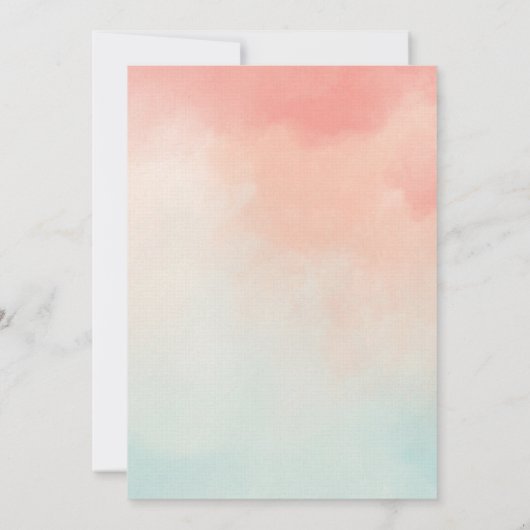 Peach pastel minimalistische romantische bruiloft kaart (Achterkant)