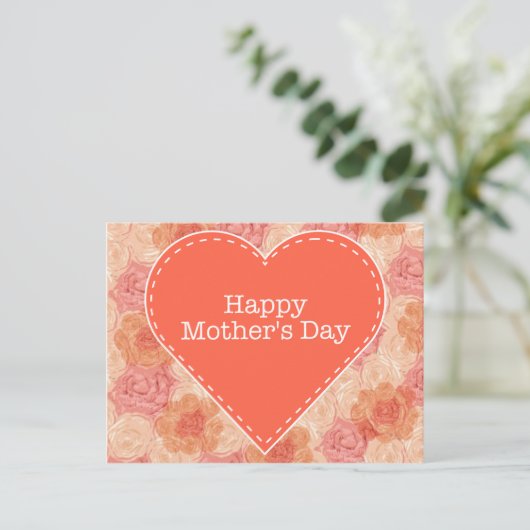 Peach pastel  roos Moederdag card Briefkaart (Staand voorkant)