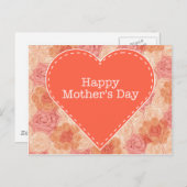 Peach pastel  roos Moederdag card Briefkaart (Voorkant / Achterkant)
