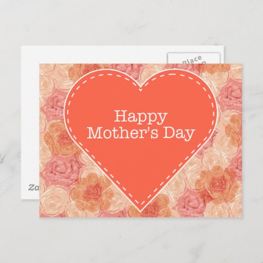 Peach pastel roos Moederdag card Briefkaart (Voorkant / Achterkant)
