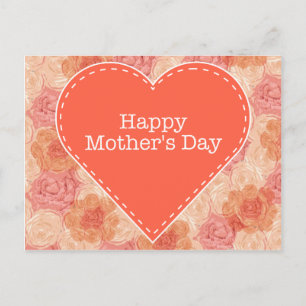 Peach pastel  roos Moederdag card Briefkaart