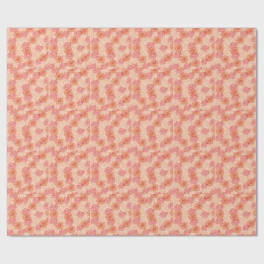 Peach pastel  roos patroon cadeaupapier (Vlak)