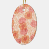 Peach pastel  roos patroon keramisch ornament (Links)