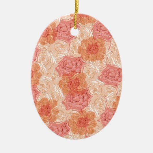 Peach pastel  roos patroon keramisch ornament (Voorkant)