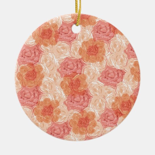 Peach pastel  roos patroon keramisch ornament (Voorkant)