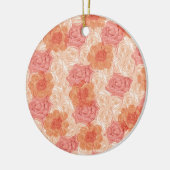 Peach pastel  roos patroon keramisch ornament (Links)